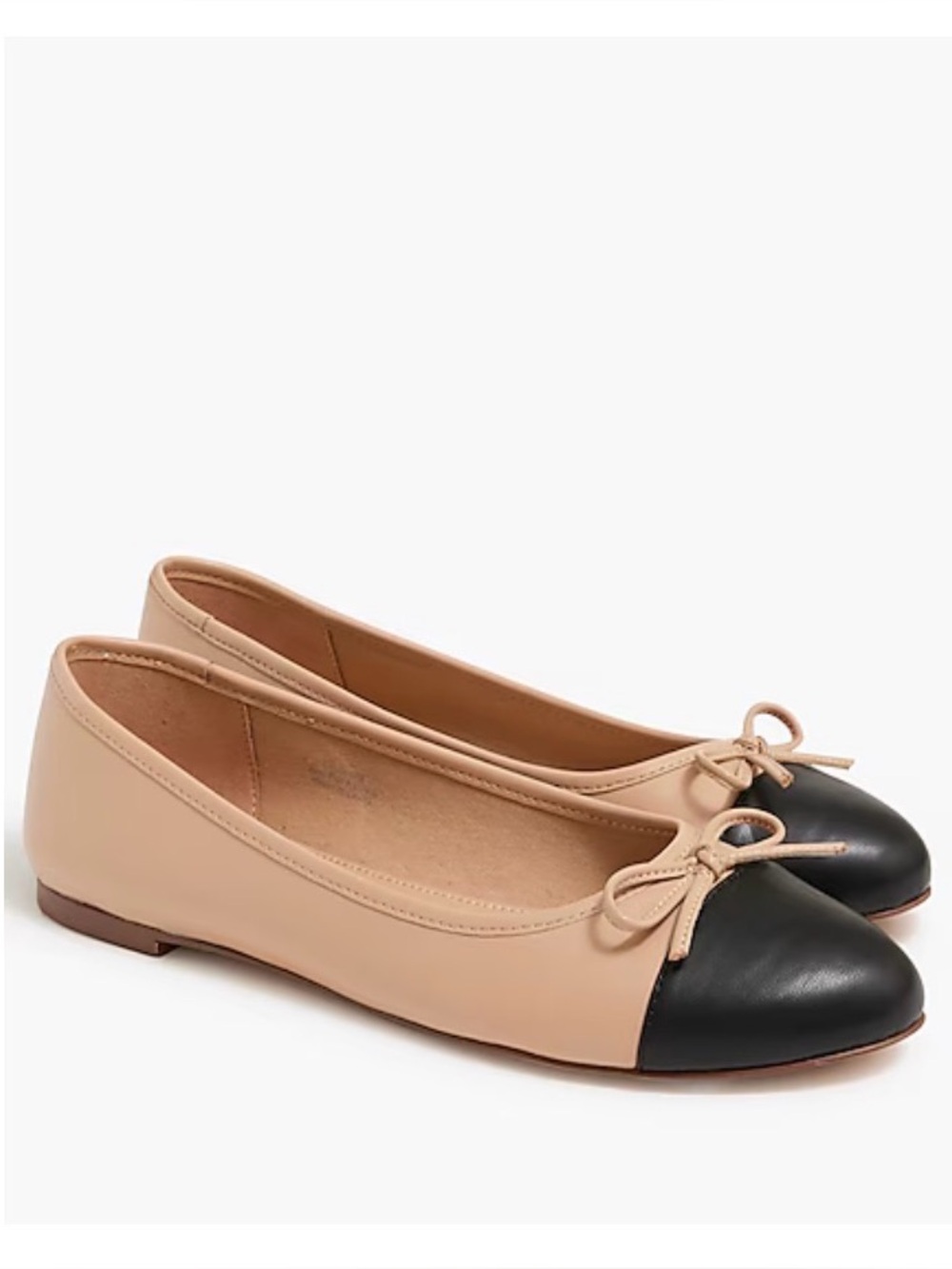 J. Crew Factory Two-Tone Bow Ballet Flats in Nude and Black